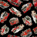 TT Tossed Fire Engine CD1988-BLACK - Cotton Fabric
