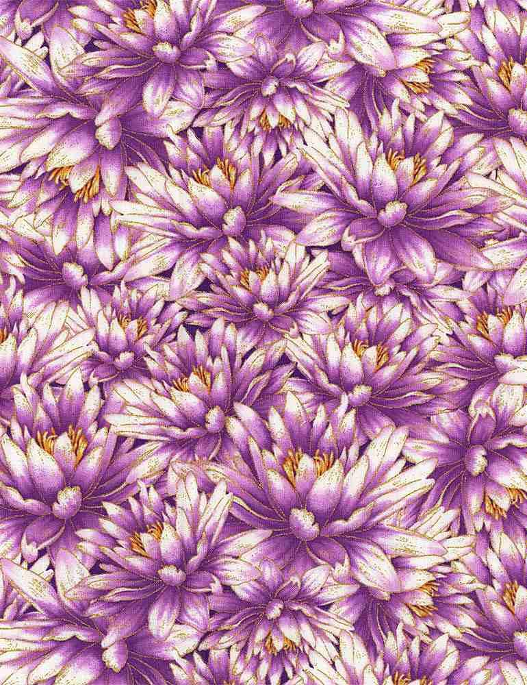 TT Water Dance - Water Lillies FLEUR-CM8303-PURPLE - Cotton Fabric