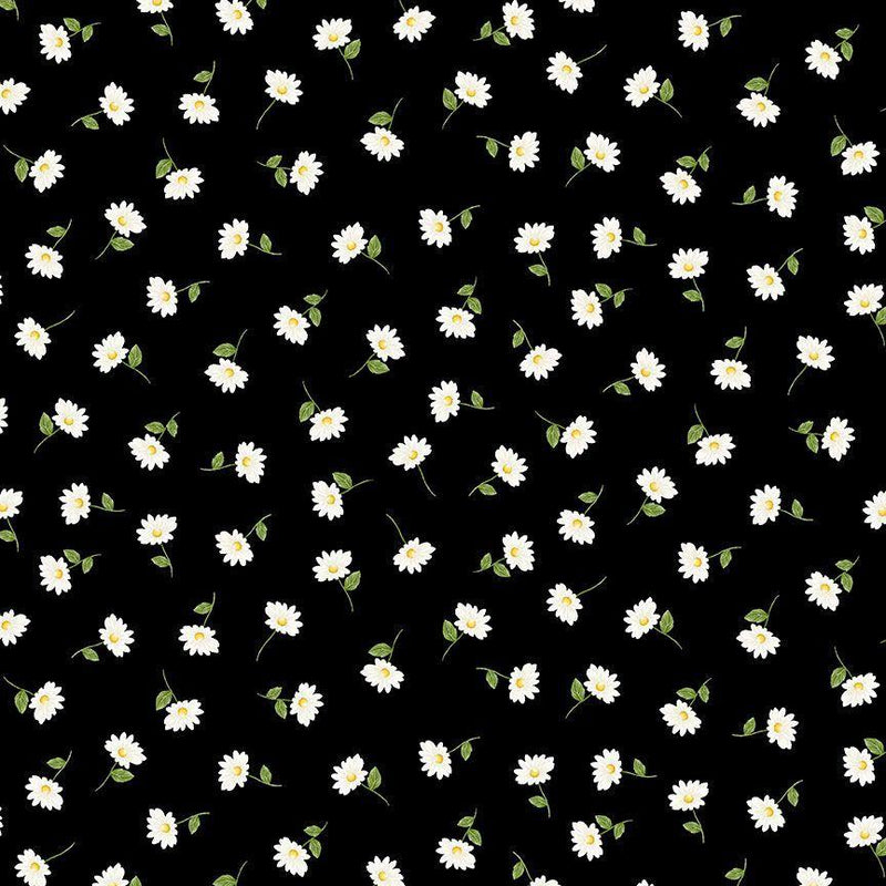 TT Watermelon Party - Tossed Tiny Daises CD1927-BLACK - Cotton Fabric