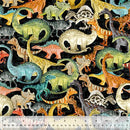 WHM Age the Dinosaurs - 53554D-1 Black - Cotton Fabric