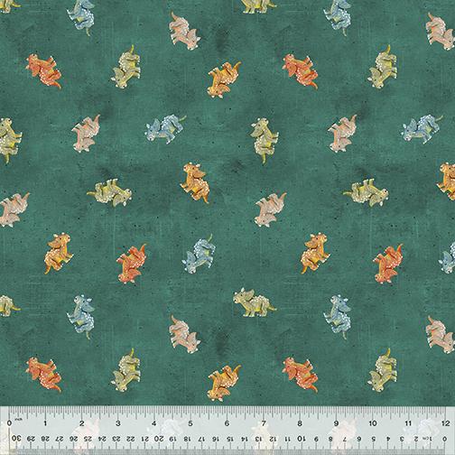 WHM Age the Dinosaurs 53557D-3 Teal - Cotton Fabric
