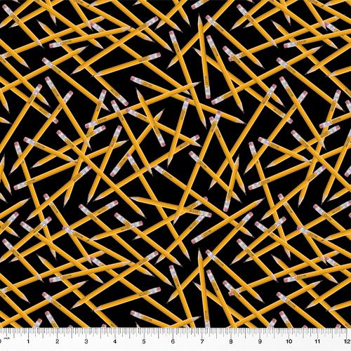WHM BTS Pencils 49539-1 Black/Yellow - Cotton Fabric