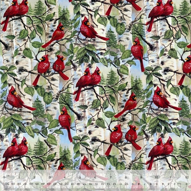 WHM Baum WinterFleece Red Bird 21707-X Multi - Fleece