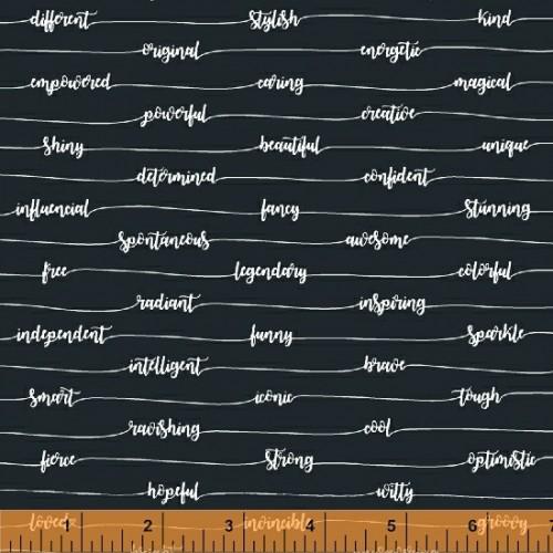 WHM Good Vibes Only 51103-1 Dark Navy - Cotton Fabric