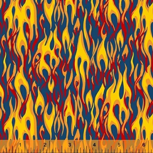 WHM Hold The Line 51268A-2 Flames Fire - Cotton Fabric