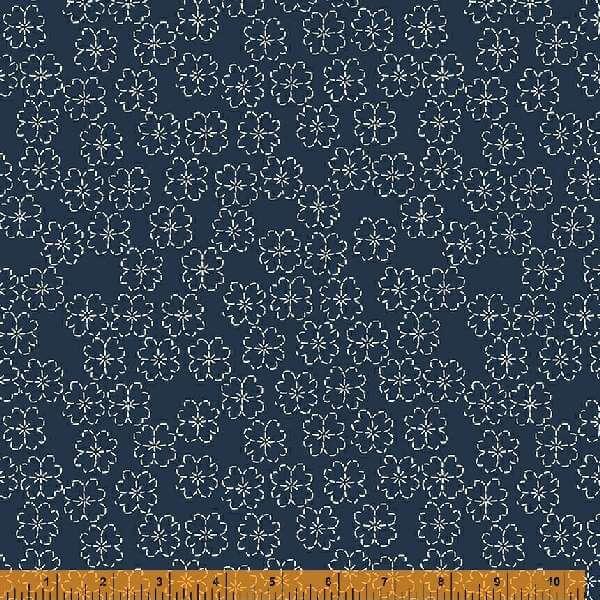 WHM Indigo Stitches 53293-2 Navy - Cotton Fabric